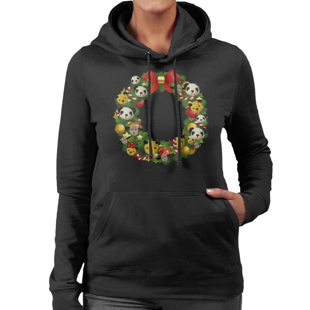 Sooty Christmas Wreath Women's Hooded Sweatshirt-ALL + EVERY