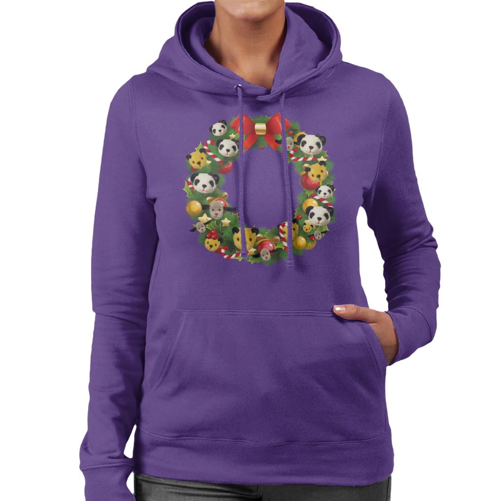 Sooty Christmas Wreath Women's Hooded Sweatshirt-ALL + EVERY