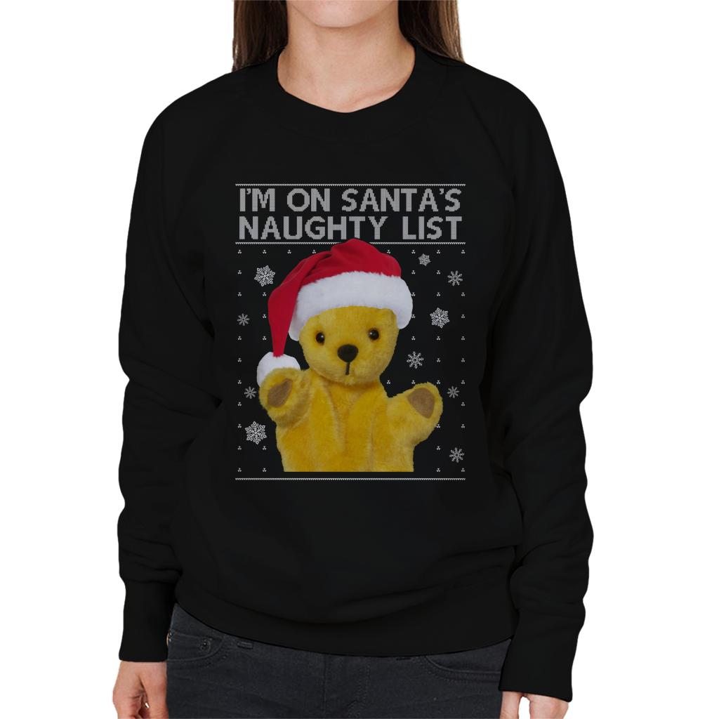 Sooty Christmas Im On Santas Naughty List Women's Sweatshirt-ALL + EVERY