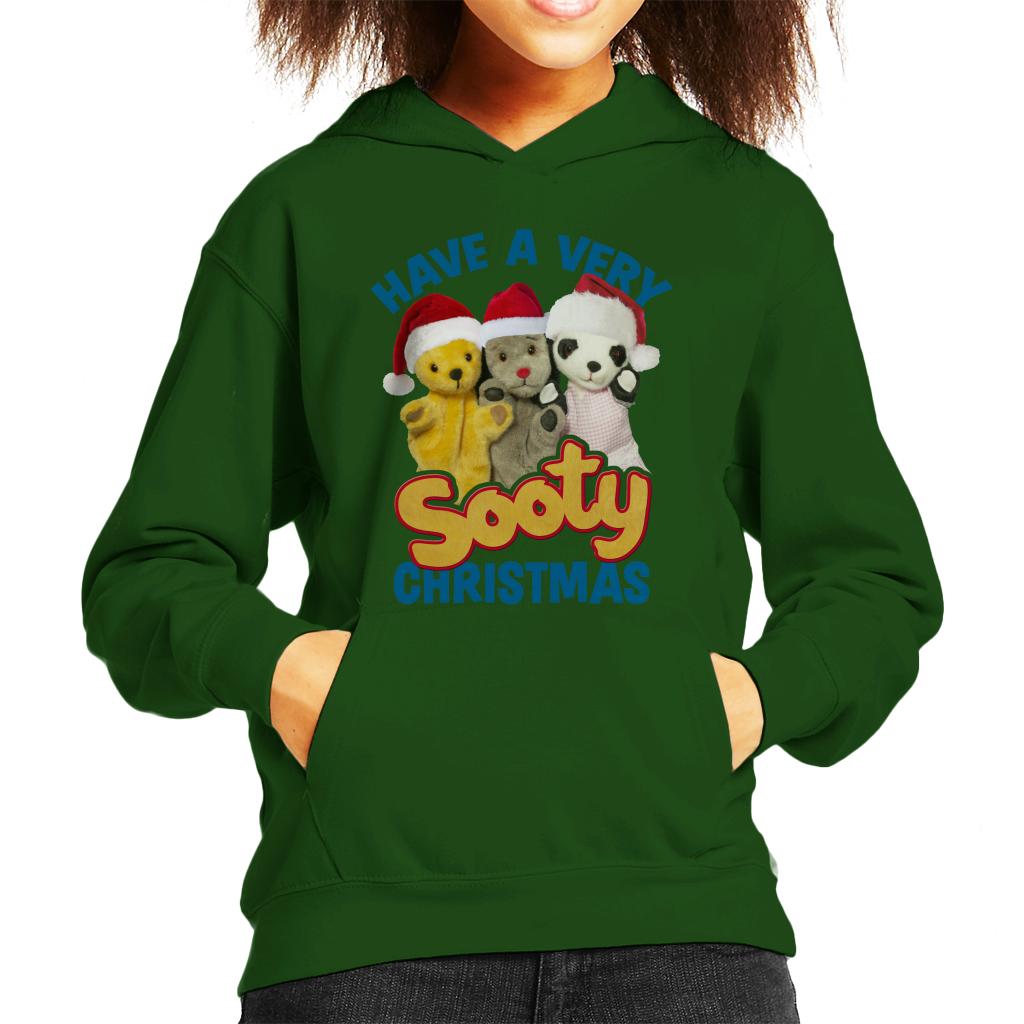 Sooty Christmas Have A Very Sooty Christmas Blue Text Kids Hooded Sweatshirt-ALL + EVERY