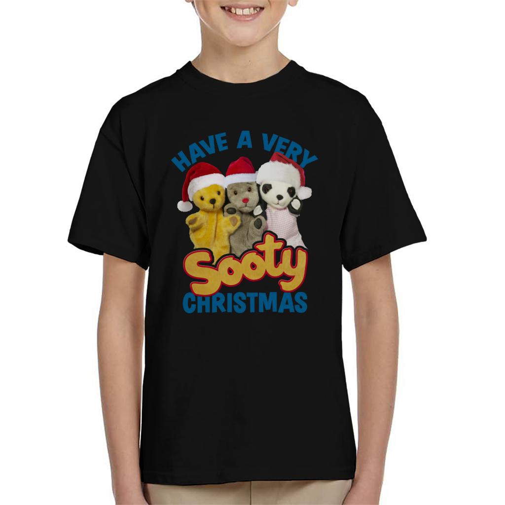 Sooty Christmas Have A Very Sooty Christmas Blue Text Kids T-Shirt-ALL + EVERY