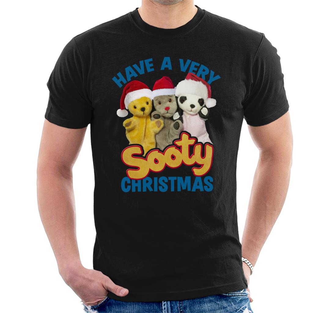 Sooty Christmas Have A Very Sooty Christmas Blue Text Men's T-Shirt-ALL + EVERY