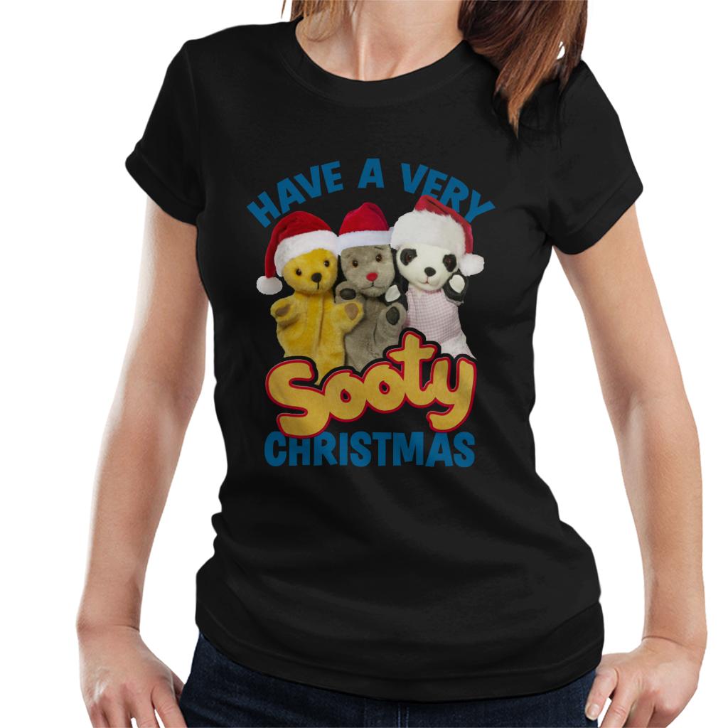 Sooty Christmas Have A Very Sooty Christmas Blue Text Women's T-Shirt-ALL + EVERY