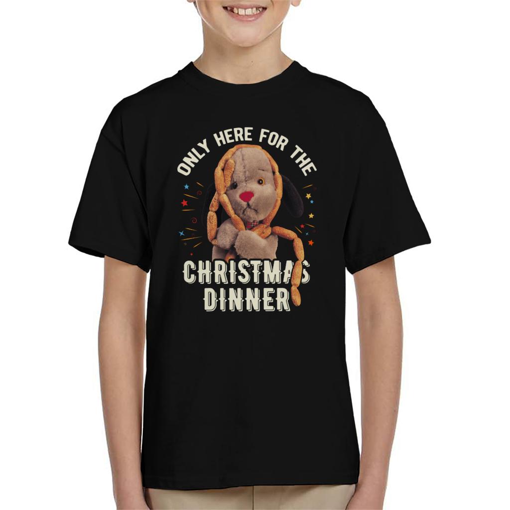 Sooty Christmas Sweep Only Here For The Christmas Dinner Kids T-Shirt-ALL + EVERY