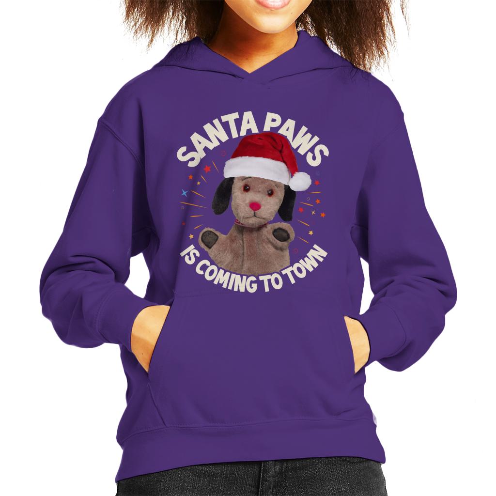 Sooty Christmas Sweep Santa Paws Is Coming To Town Kids Hooded Sweatshirt-ALL + EVERY