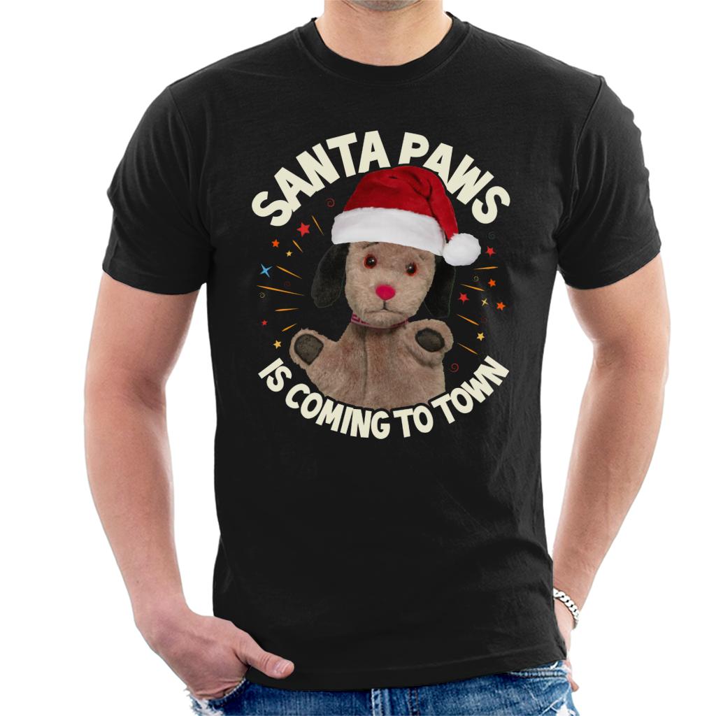 Sooty Christmas Sweep Santa Paws Is Coming To Town Men's T-Shirt-ALL + EVERY