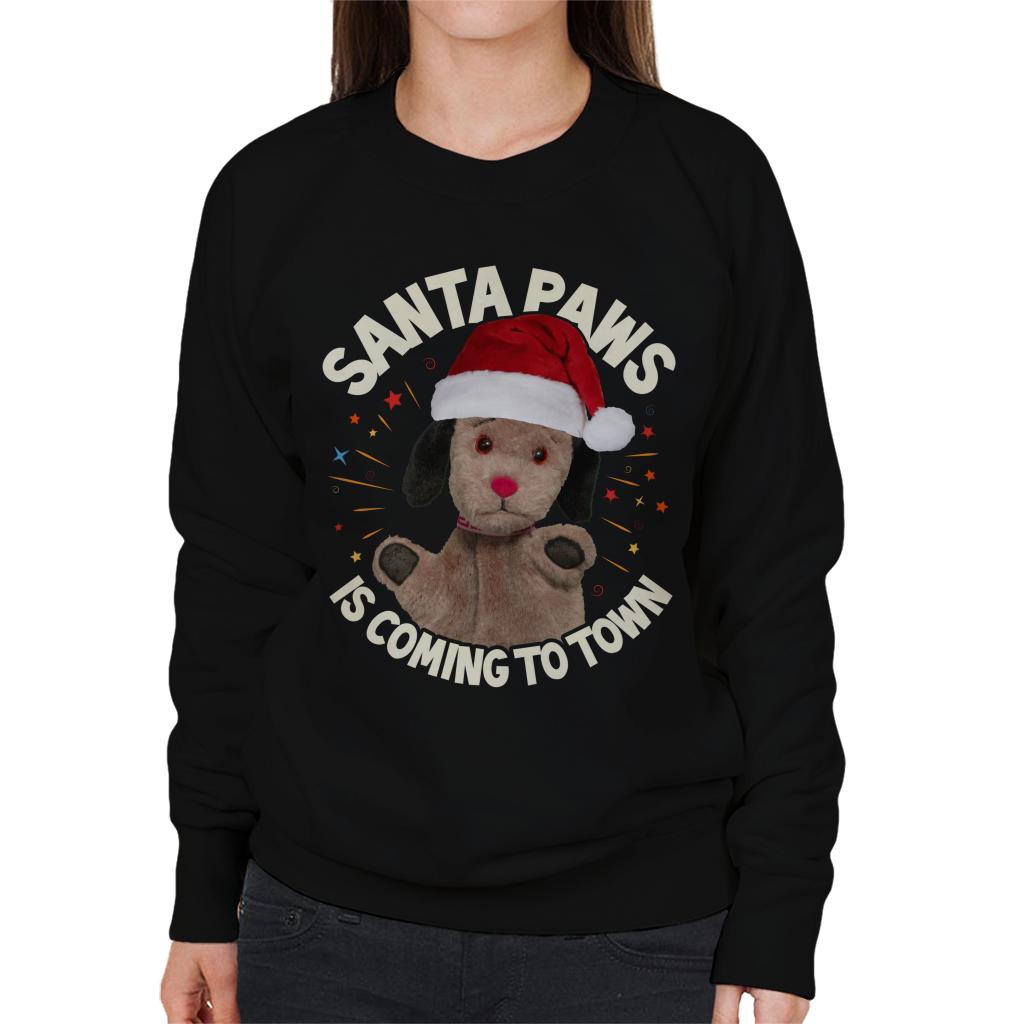 Sooty Christmas Sweep Santa Paws Is Coming To Town Women's Sweatshirt-ALL + EVERY