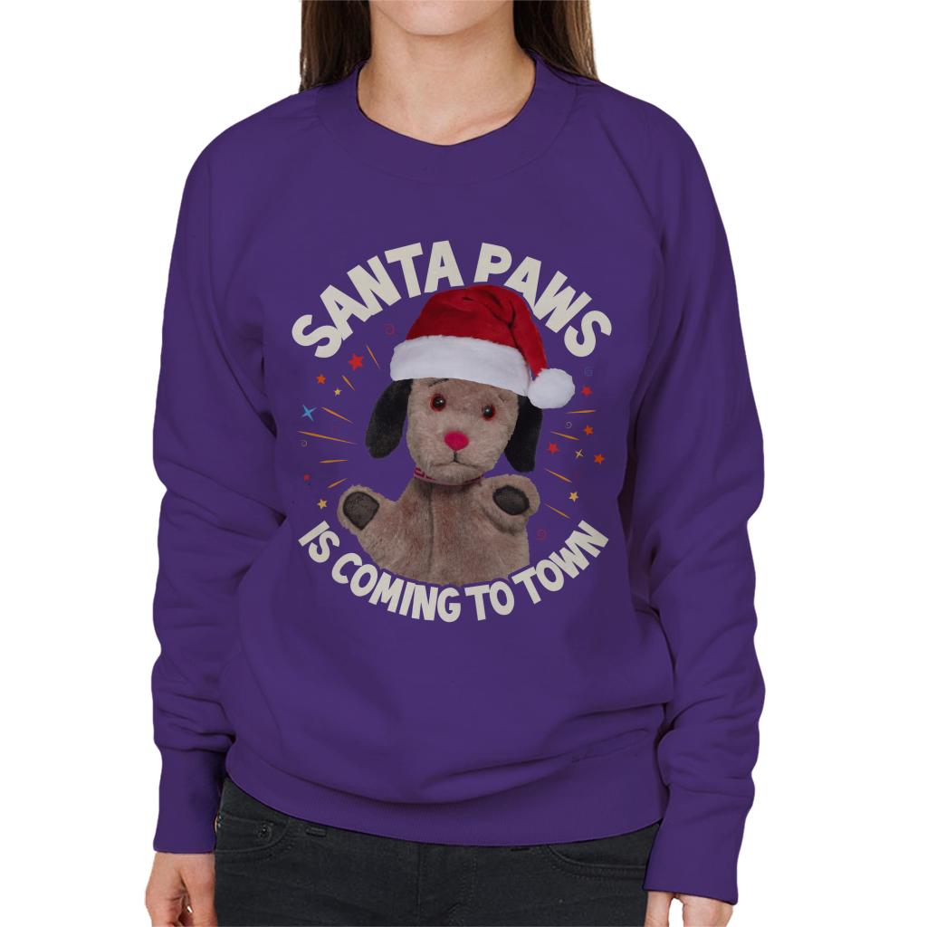 Sooty Christmas Sweep Santa Paws Is Coming To Town Women's Sweatshirt-ALL + EVERY