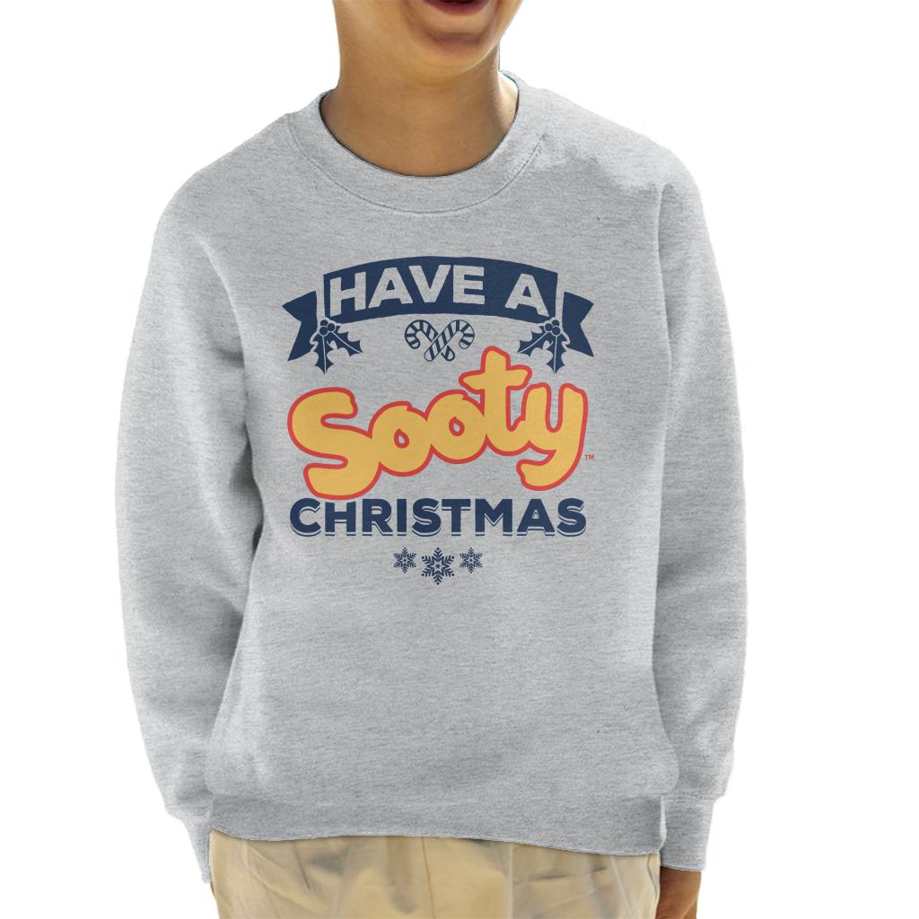 Sooty Christmas Have A Sooty Christmas Blue Banner Design Kids Sweatshirt-ALL + EVERY