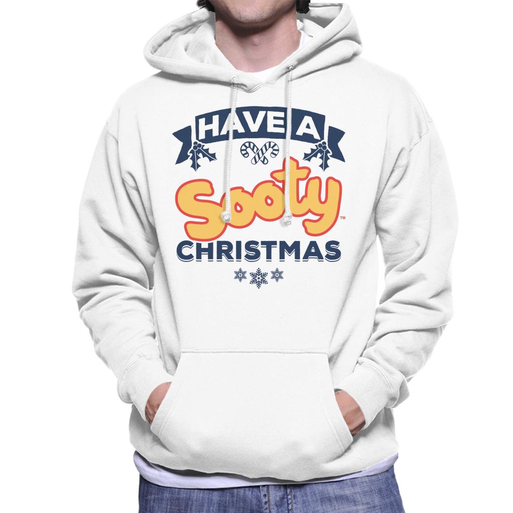 Sooty Christmas Have A Sooty Christmas Blue Banner Design Men's Hooded Sweatshirt-ALL + EVERY