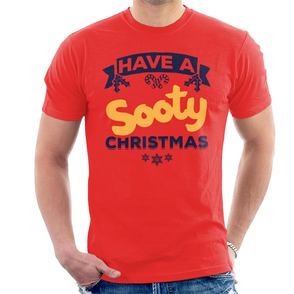 Sooty Christmas Have A Sooty Christmas Blue Banner Design Men's T-Shirt-ALL + EVERY