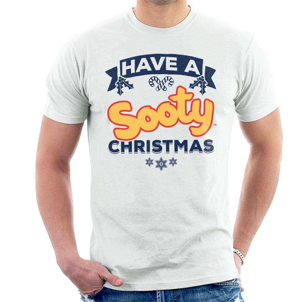 Sooty Christmas Have A Sooty Christmas Blue Banner Design Men's T-Shirt-ALL + EVERY