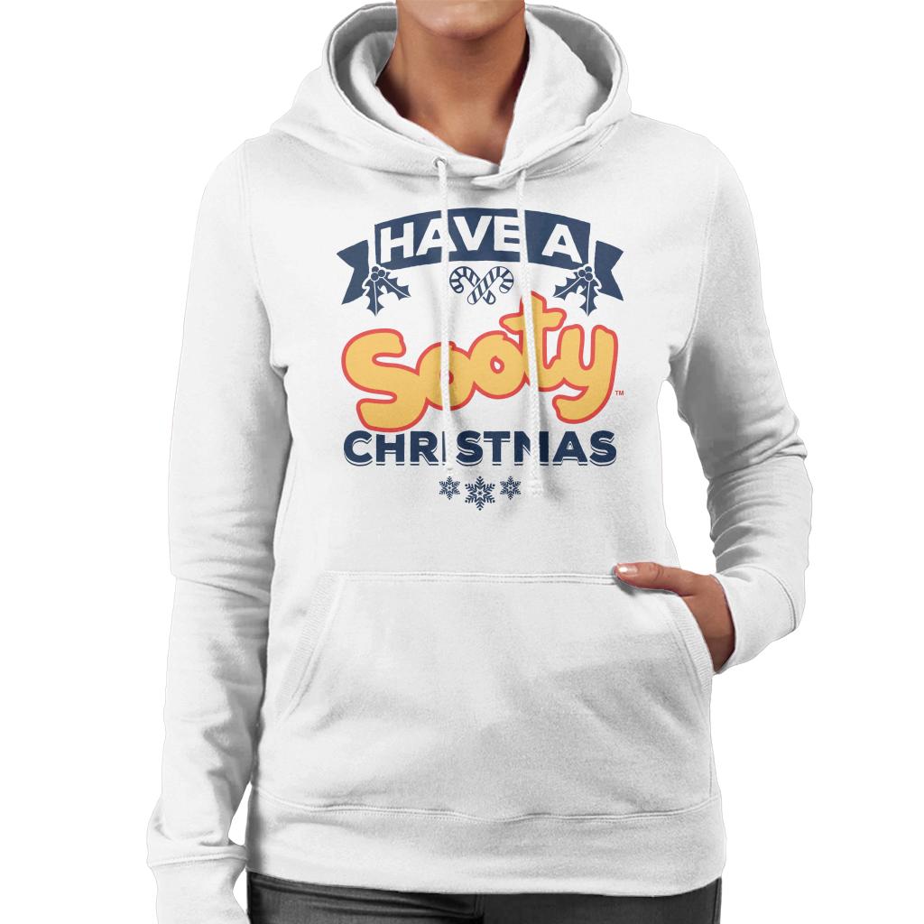 Sooty Christmas Have A Sooty Christmas Blue Banner Design Women's Hooded Sweatshirt-ALL + EVERY