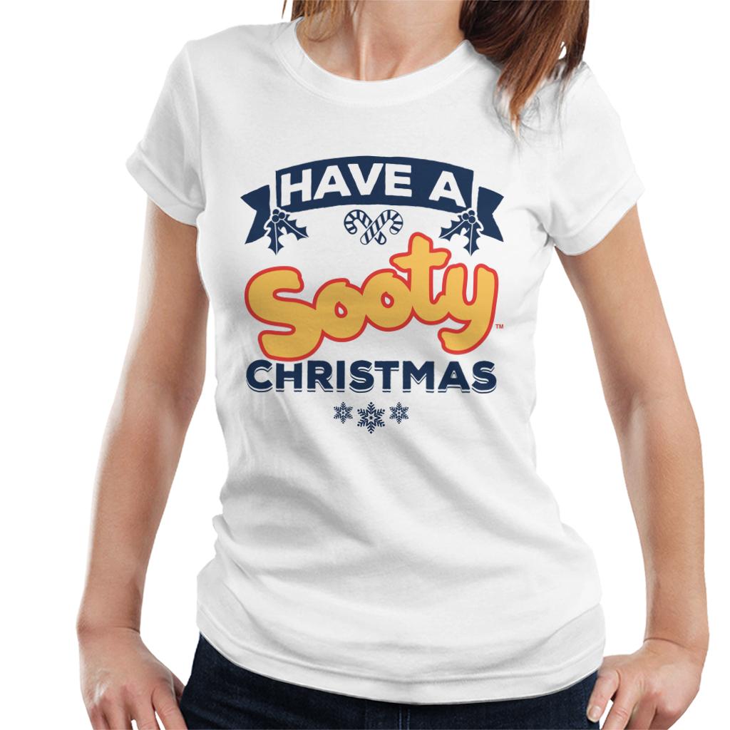 Sooty Christmas Have A Sooty Christmas Blue Banner Design Women's T-Shirt-ALL + EVERY