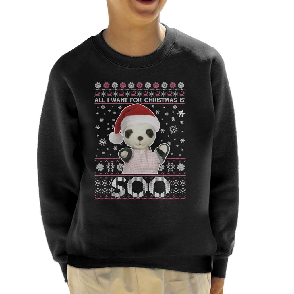 Sooty Christmas Festive Hat All I Want For Christmas Is Soo Kids Sweatshirt-ALL + EVERY