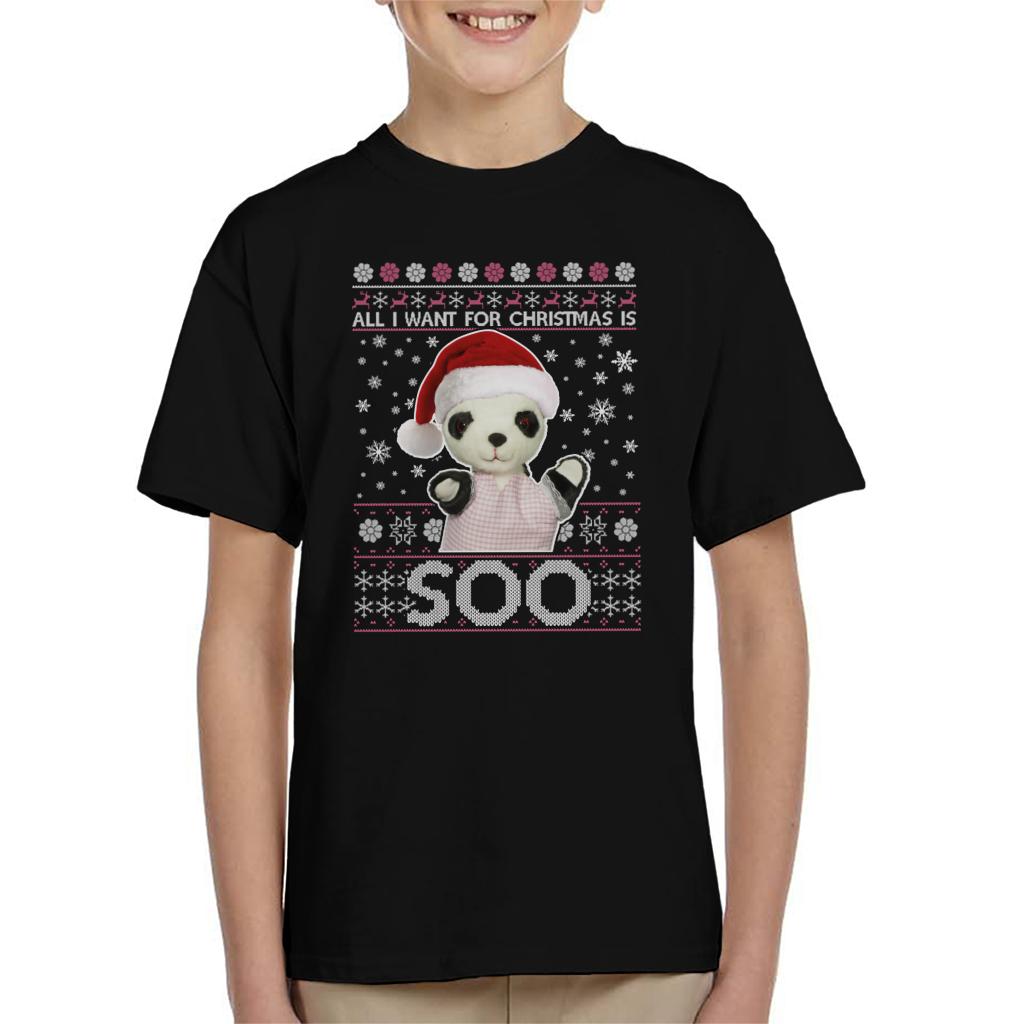 Sooty Christmas Festive Hat All I Want For Christmas Is Soo Kids T-Shirt-ALL + EVERY