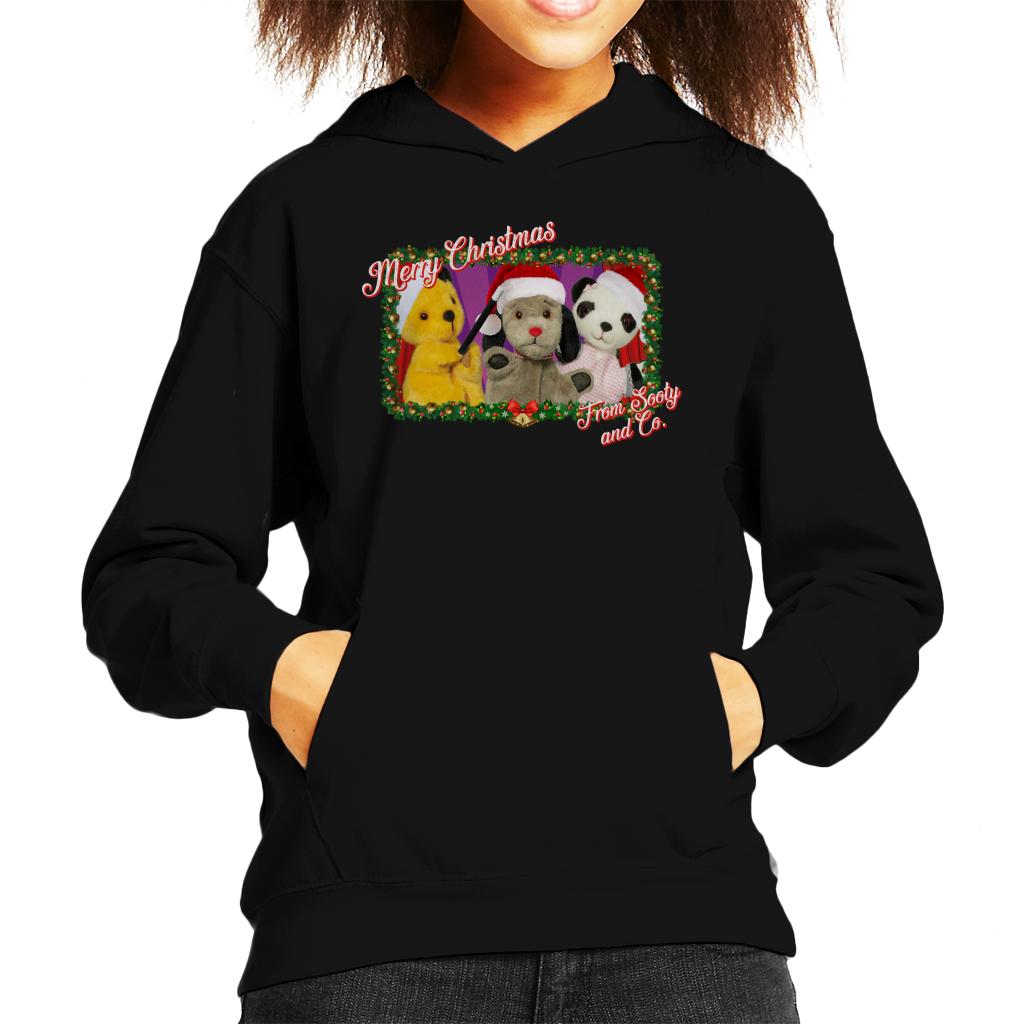 Sooty Christmas Merry Xmas From Sooty And Co Kids Hooded Sweatshirt-ALL + EVERY