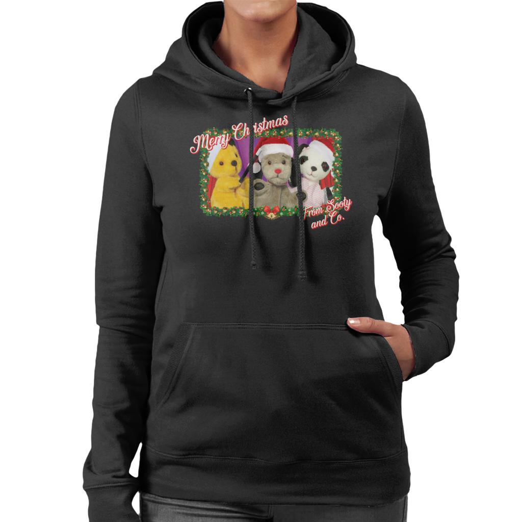 Sooty Christmas Merry Xmas From Sooty And Co Women's Hooded Sweatshirt-ALL + EVERY