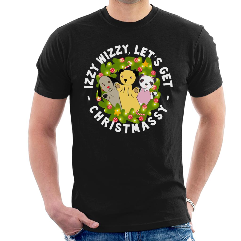 Sooty Christmas Illuminated Wreath Men's T-Shirt-ALL + EVERY