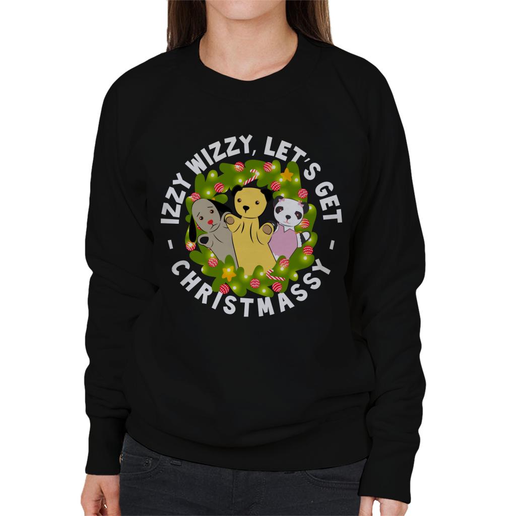 Sooty Christmas Illuminated Wreath Women's Sweatshirt-ALL + EVERY