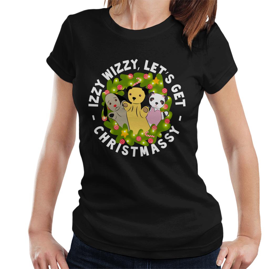 Sooty Christmas Illuminated Wreath Women's T-Shirt-ALL + EVERY