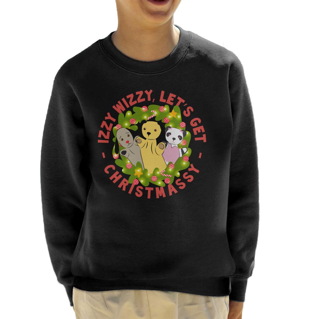 Sooty Christmas Illuminated Wreath Izzy Wizzy Lets Get Chrismassy Kids Sweatshirt-ALL + EVERY