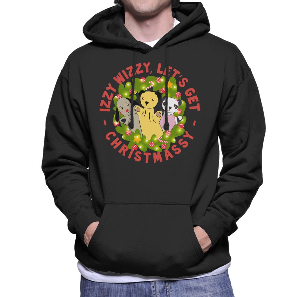 Sooty Christmas Illuminated Wreath Izzy Wizzy Lets Get Chrismassy Men's Hooded Sweatshirt-ALL + EVERY