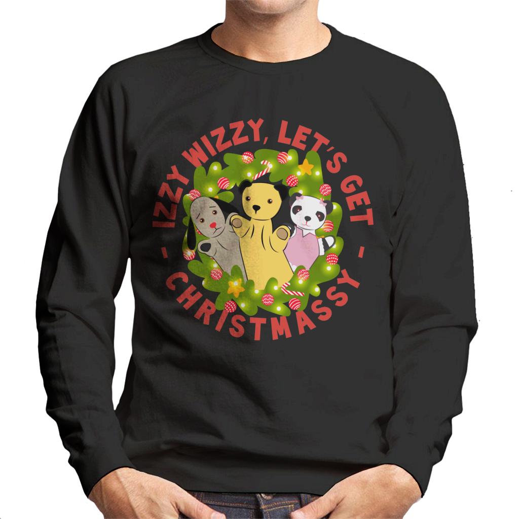 Sooty Christmas Illuminated Wreath Izzy Wizzy Lets Get Chrismassy Men's Sweatshirt-ALL + EVERY