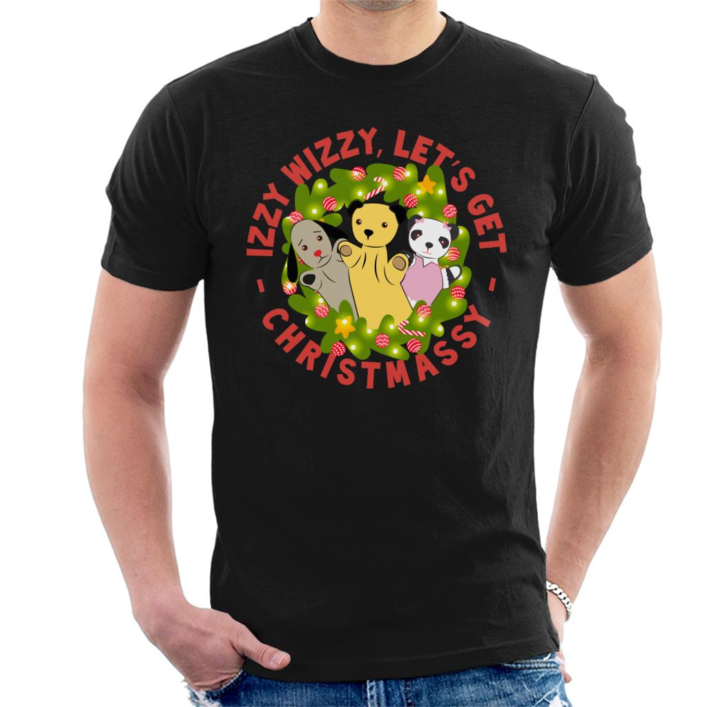 Sooty Christmas Illuminated Wreath Izzy Wizzy Lets Get Chrismassy Men's T-Shirt-ALL + EVERY