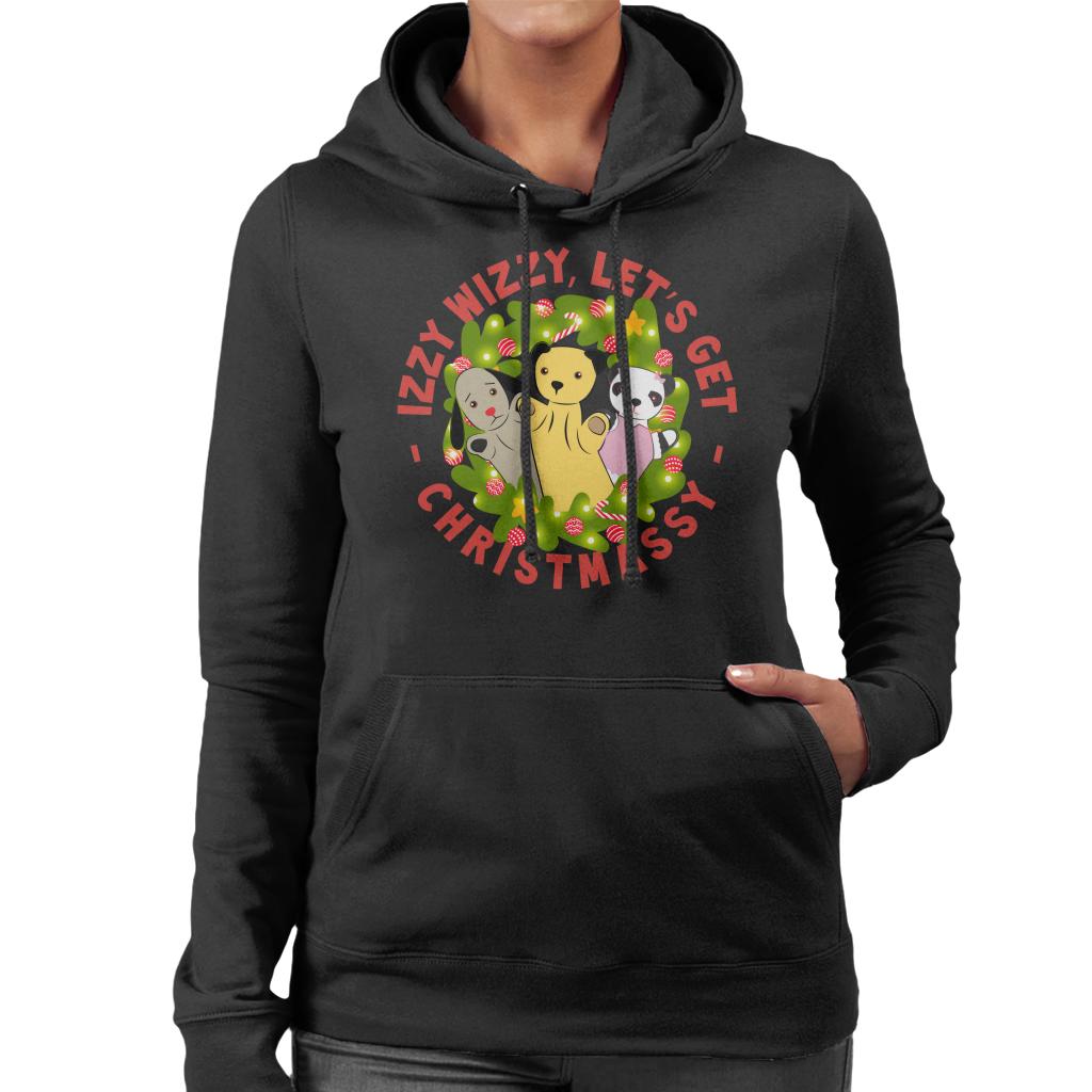 Sooty Christmas Illuminated Wreath Izzy Wizzy Lets Get Chrismassy Women's Hooded Sweatshirt-ALL + EVERY