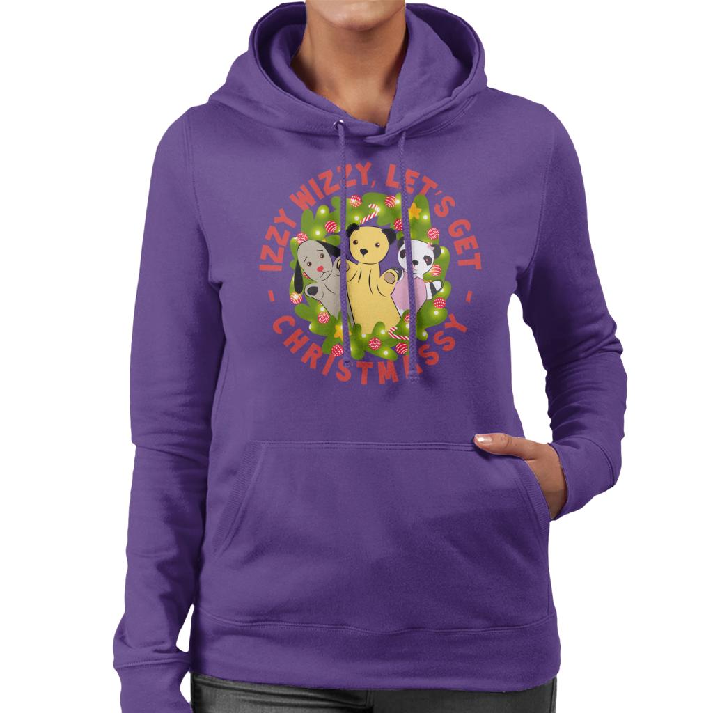 Sooty Christmas Illuminated Wreath Izzy Wizzy Lets Get Chrismassy Women's Hooded Sweatshirt-ALL + EVERY