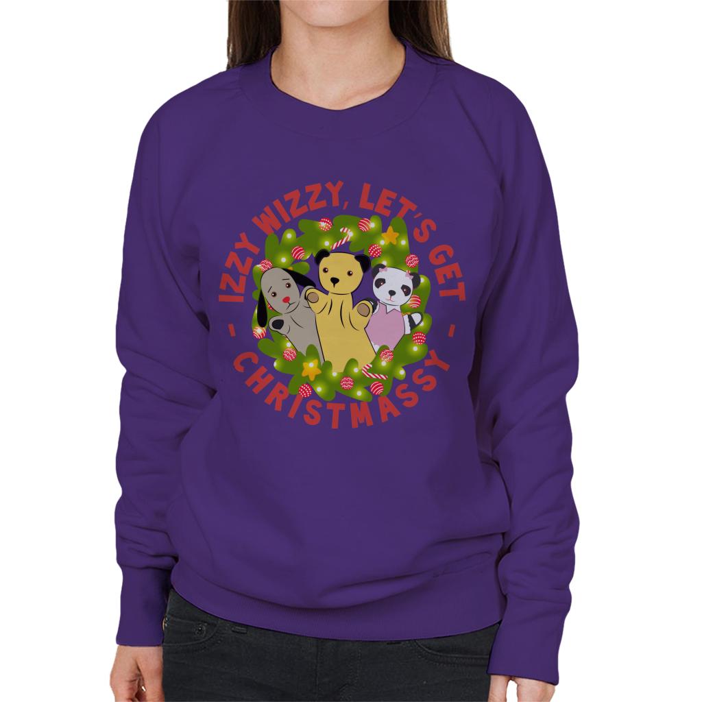 Sooty Christmas Illuminated Wreath Izzy Wizzy Lets Get Chrismassy Women's Sweatshirt-ALL + EVERY