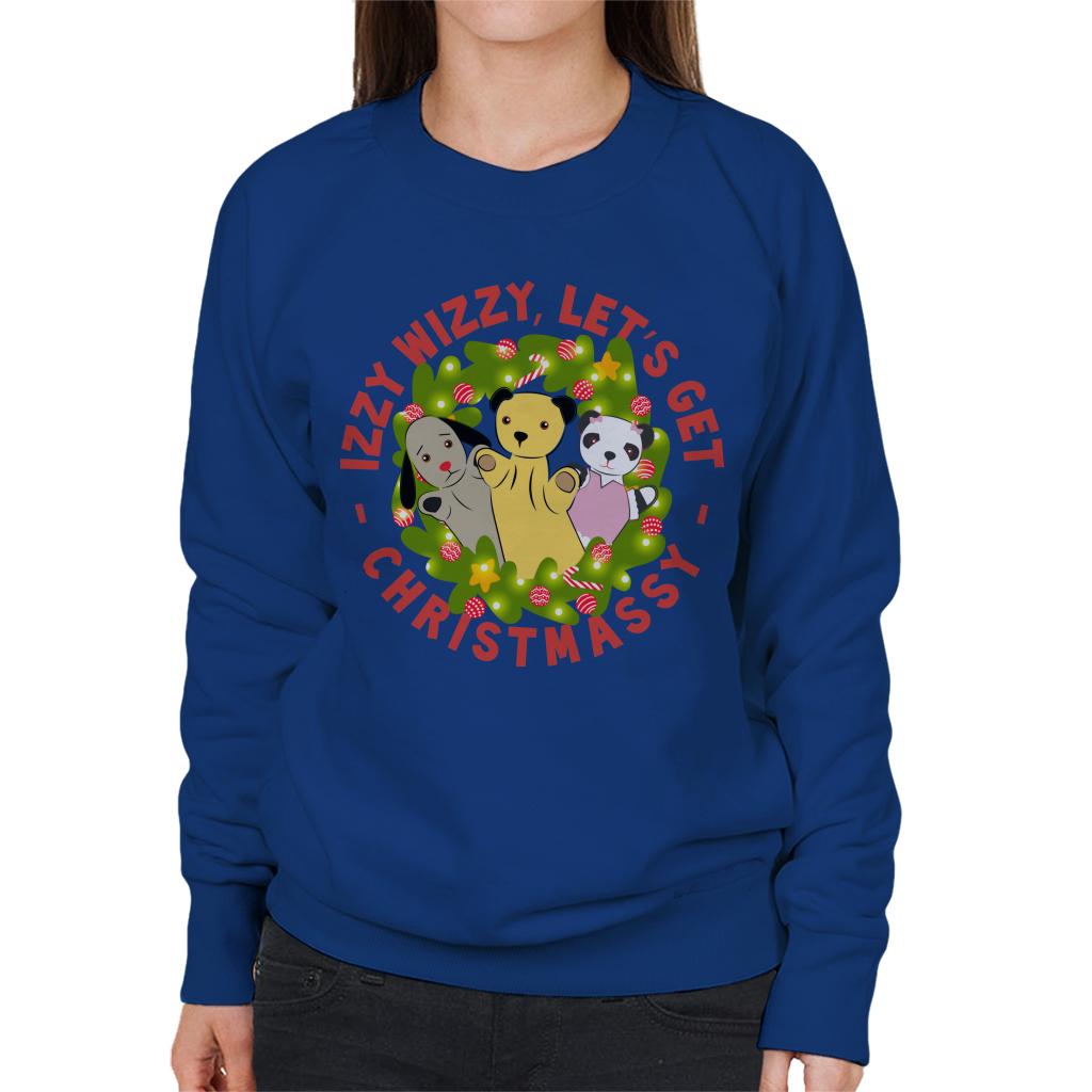 Sooty Christmas Illuminated Wreath Izzy Wizzy Lets Get Chrismassy Women's Sweatshirt-ALL + EVERY