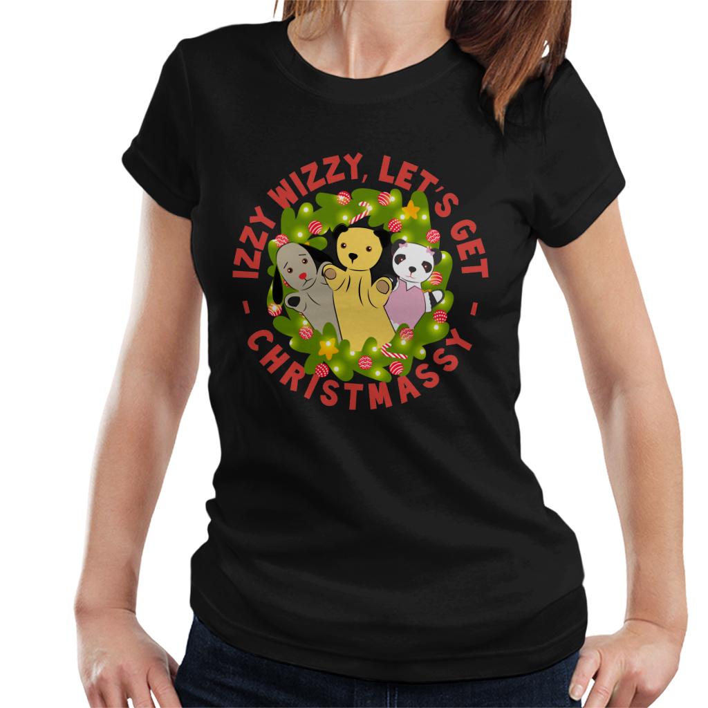 Sooty Christmas Illuminated Wreath Izzy Wizzy Lets Get Chrismassy Women's T-Shirt-ALL + EVERY