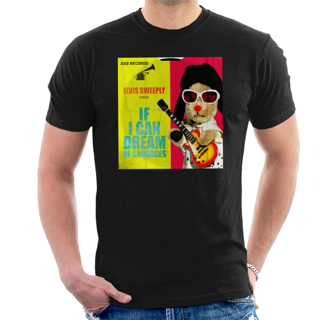 Sooty Elvis Sweeply If I Can Dream Of Sausages Men's T-Shirt-ALL + EVERY