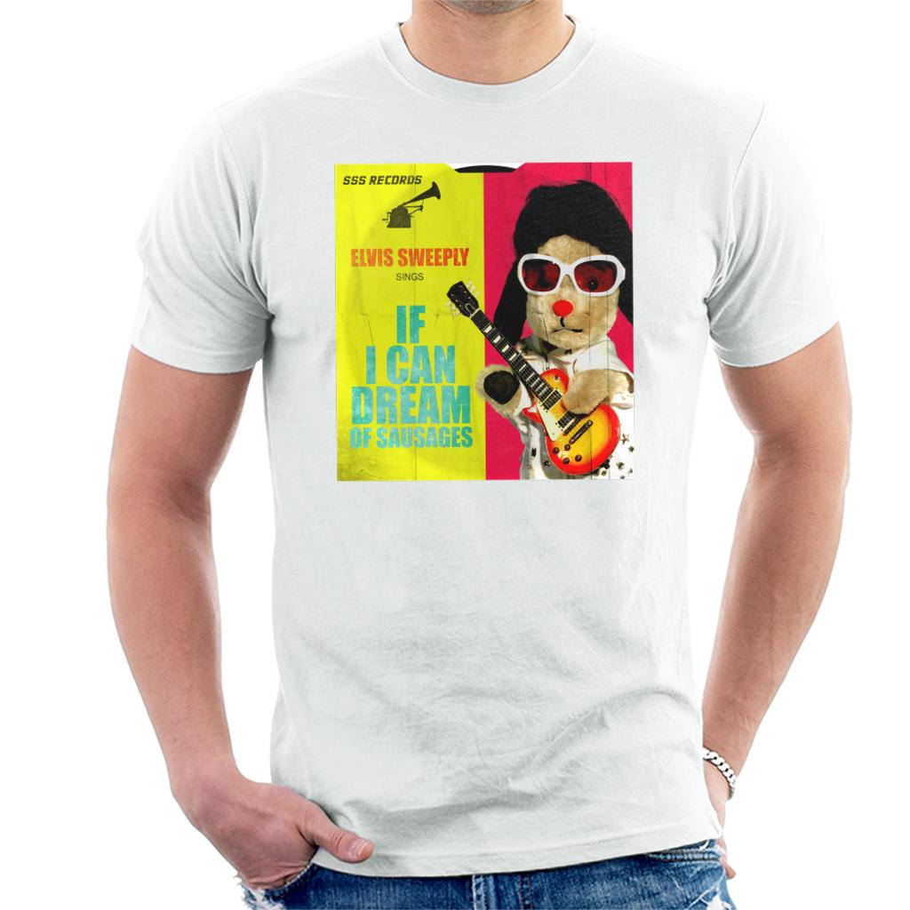 Sooty Elvis Sweeply If I Can Dream Of Sausages Men's T-Shirt-ALL + EVERY