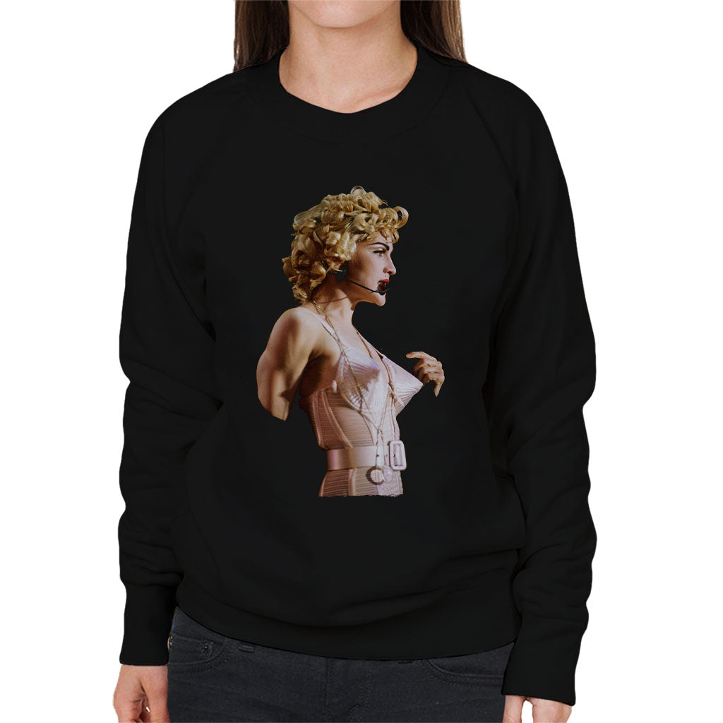 Madonna In Pink Cone Bra Corset Blonde Ambition Tour 1990 Women's Sweatshirt-ALL + EVERY