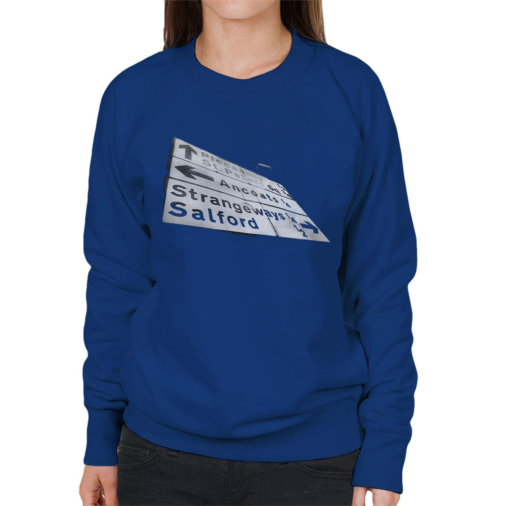 Manchester Road Signs 1985 Women's Sweatshirt-ALL + EVERY