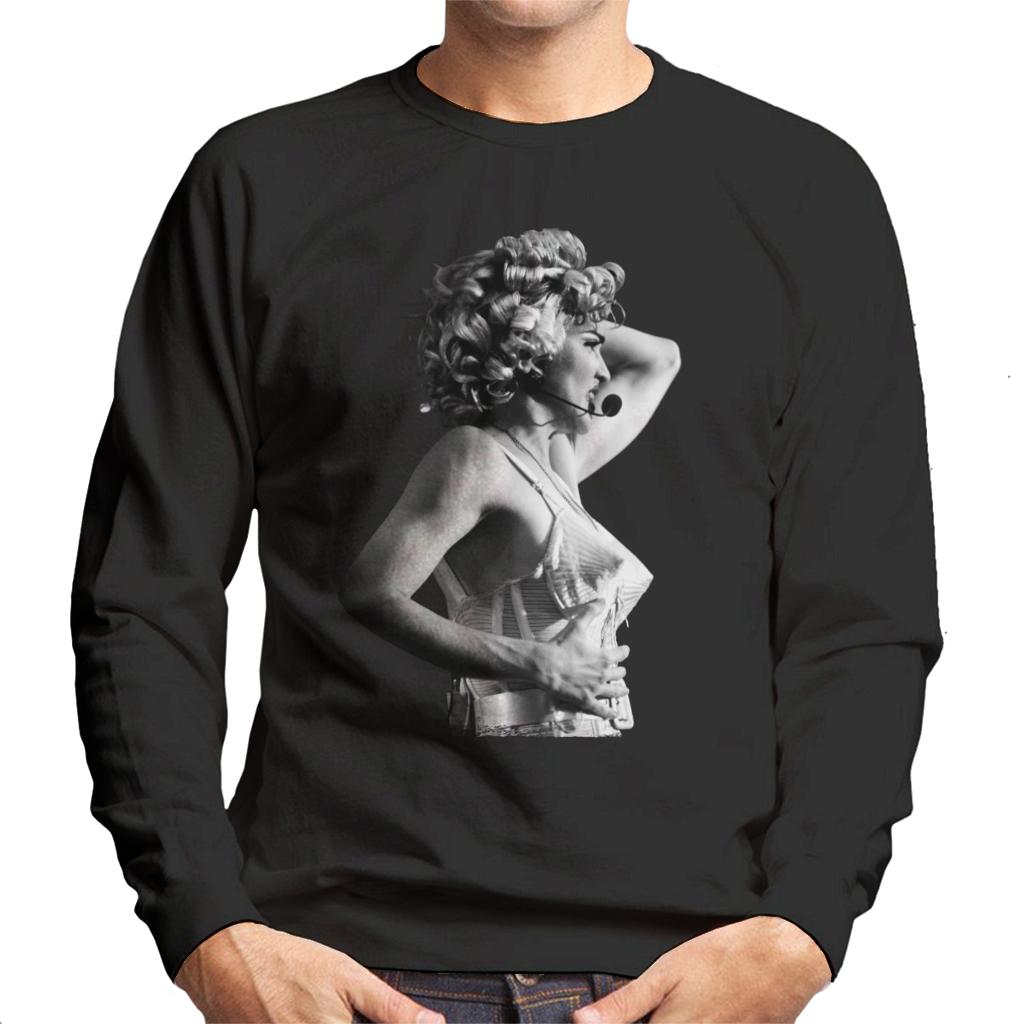 Madonna Black And White Cone Bra Corset Blonde Ambition Tour 1990 Men's Sweatshirt-ALL + EVERY