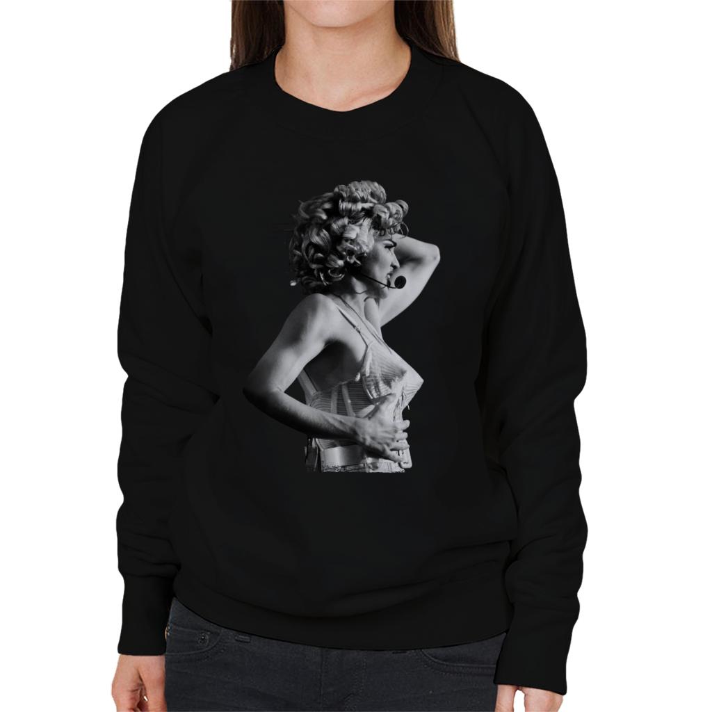 Madonna Black And White Cone Bra Corset Blonde Ambition Tour 1990 Women's Sweatshirt-ALL + EVERY