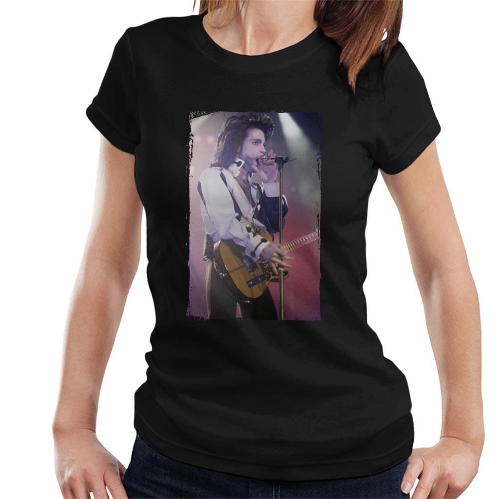 Prince Nude Tour 1991 Performing With Guitar Women's T-Shirt-ALL + EVERY