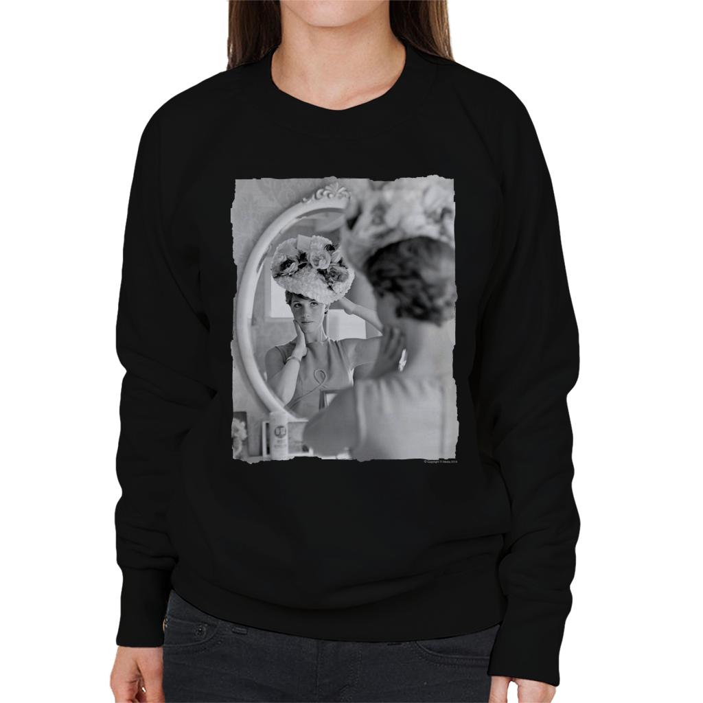 TV Times Julie Andrews Floral Hat Women's Sweatshirt-ALL + EVERY