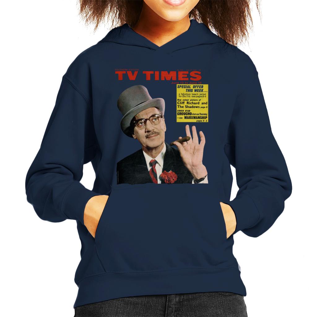 TV Times Groucho Marx 1965 Cover Kids Hooded Sweatshirt-ALL + EVERY