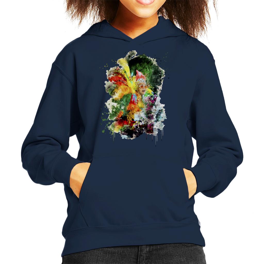 TV Times Elton John Wearing Feathers At The Piano 1978 Kids Hooded Sweatshirt-ALL + EVERY