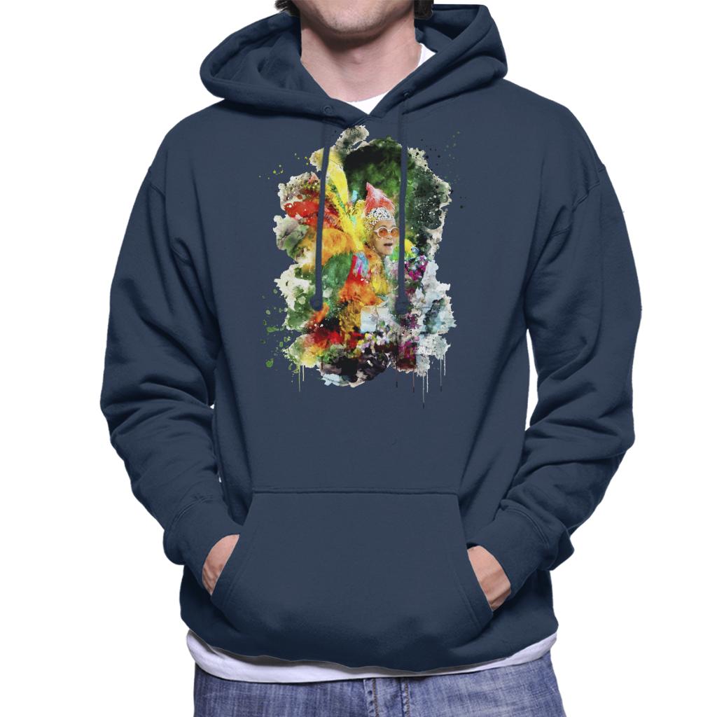 TV Times Elton John Wearing Feathers At The Piano 1978 Men's Hooded Sweatshirt-ALL + EVERY