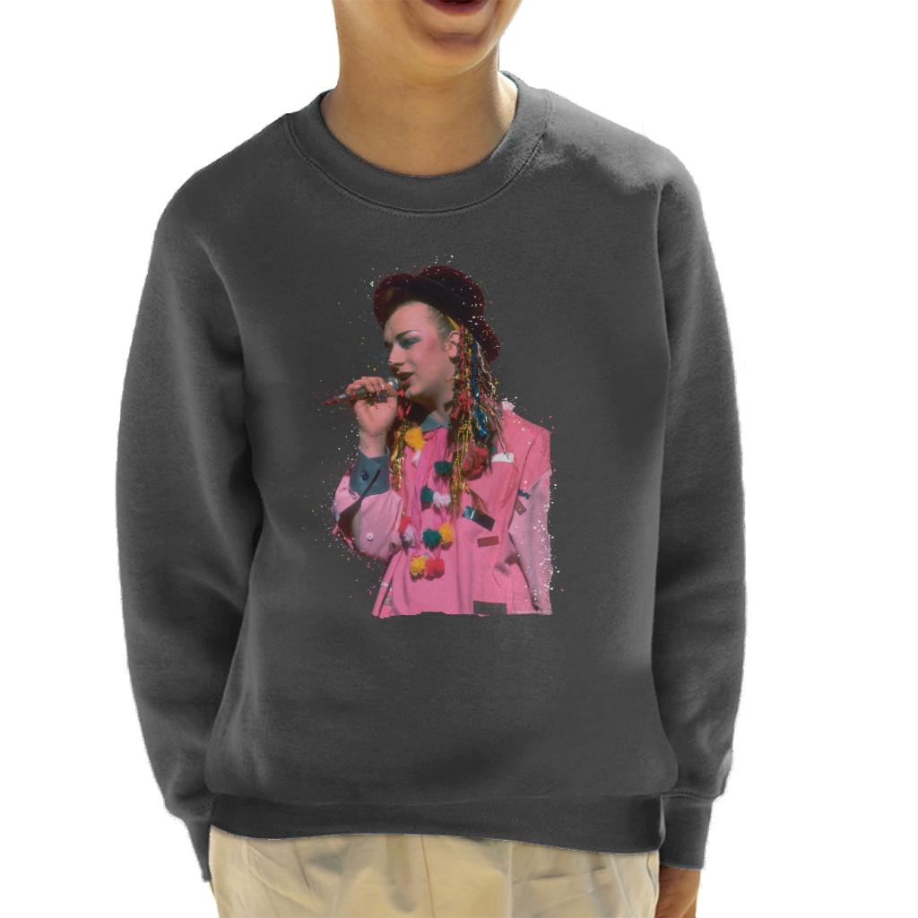 TV Times Boy George 80s Particle Effect Kids Sweatshirt-ALL + EVERY