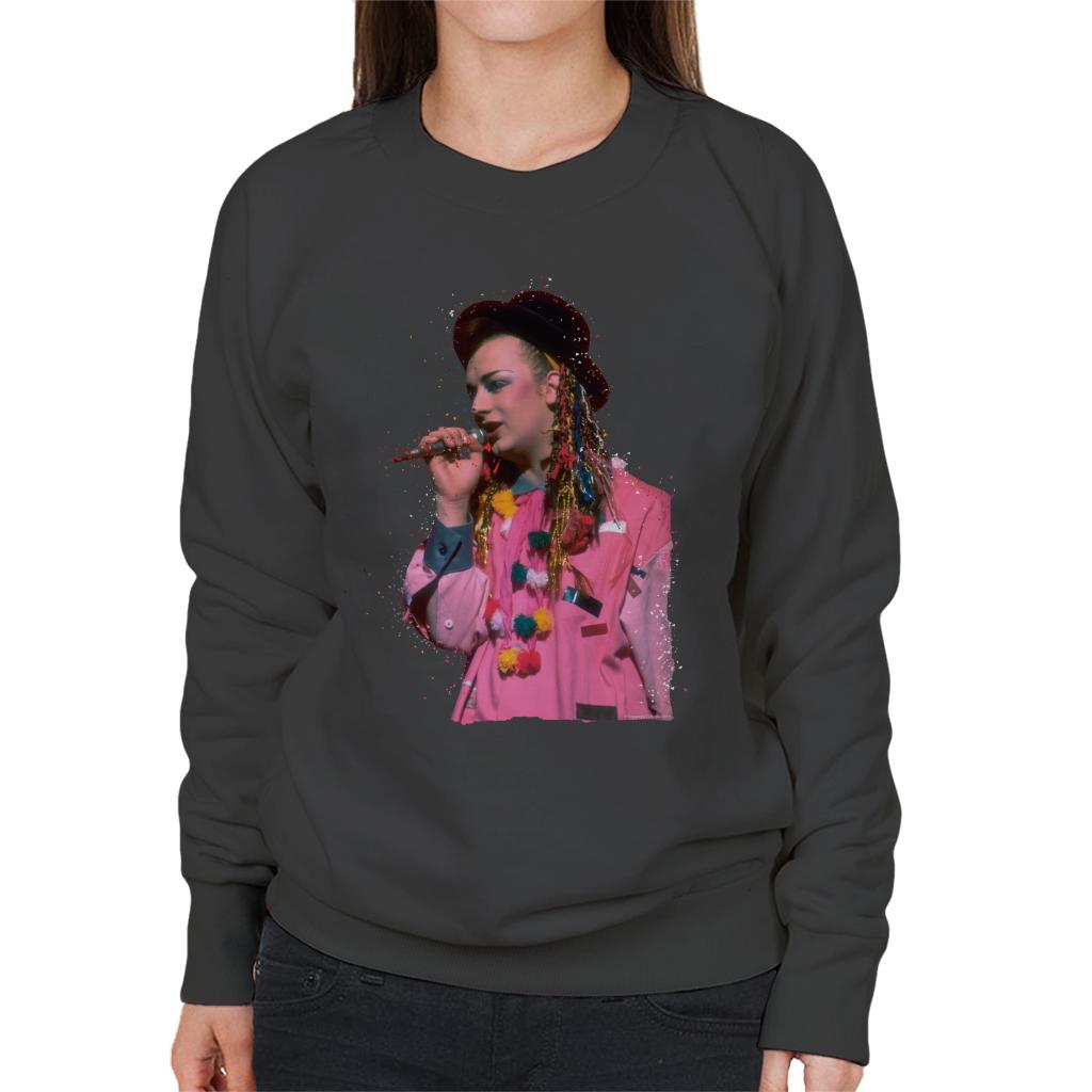 TV Times Boy George 80s Particle Effect Women's Sweatshirt-ALL + EVERY