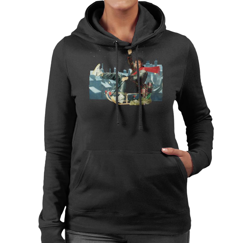 TV Times Singer Cliff Richard On A Sledge Christmas 1990 Women's Hooded Sweatshirt