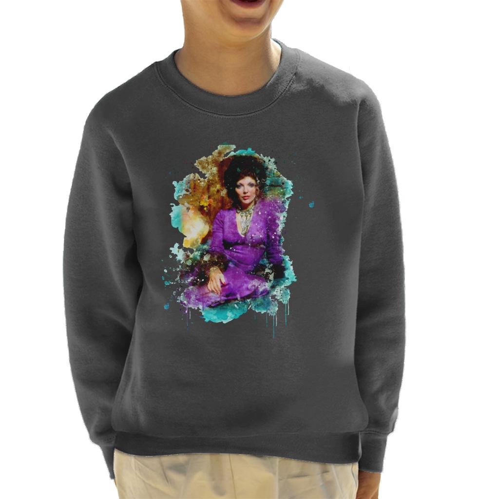 TV Times Joan Collins 1971 Paint Splatter Kids Sweatshirt