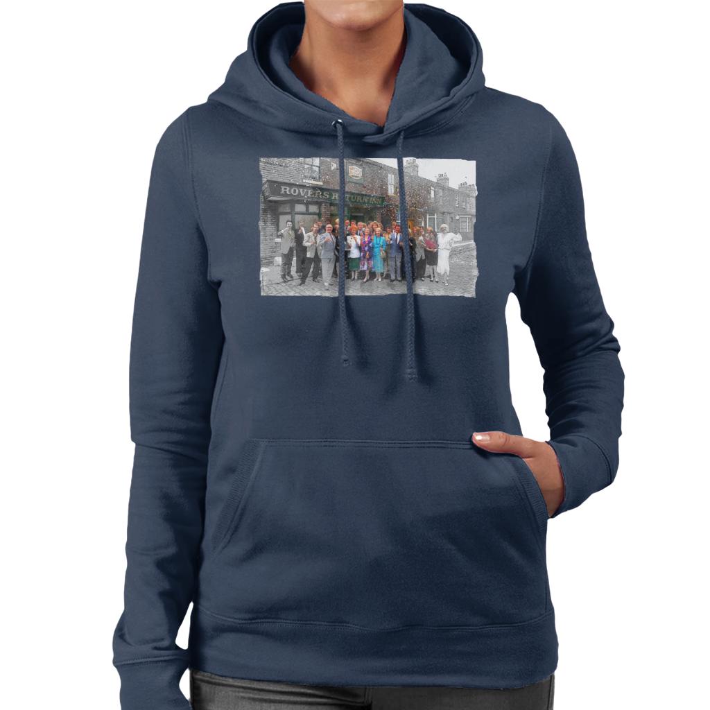 TV Times Cast Of Coronation Street Outside The Rovers Return Women's Hooded Sweatshirt